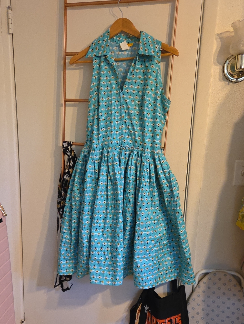 Bernie Dexter Vintage-Inspired Aqua Sleeveless Bee Dress